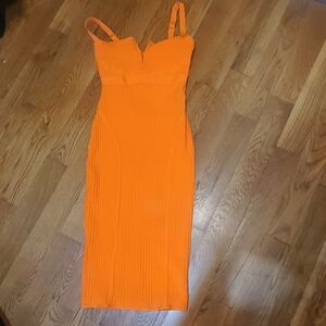 Sexy Fashion Nova Bodycon Orange Midi Bandage Dress